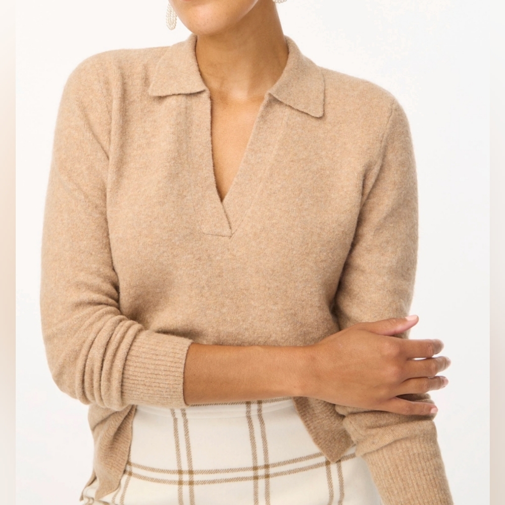 J. Crew V-Neck Sweater-polo in Extra-Soft Yarn Size XS